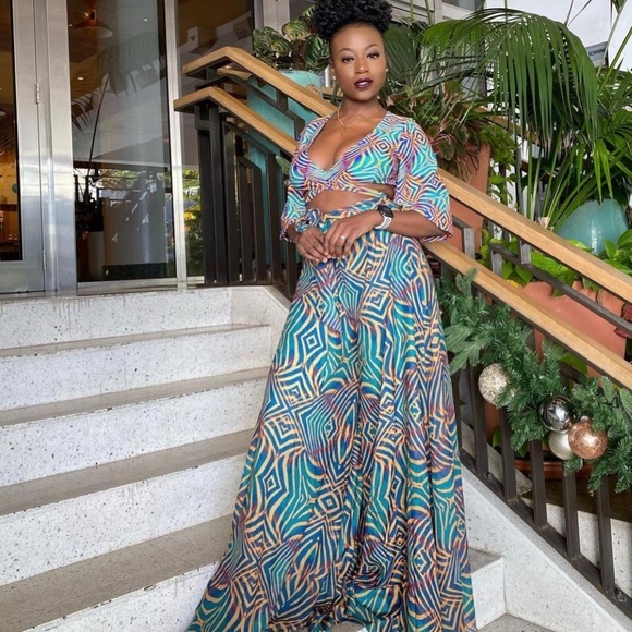 Printed Crop Top & Maxi Skirt Sets